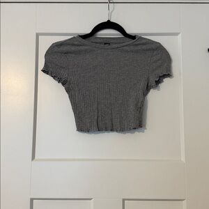 Gray Ribbed Crop Top